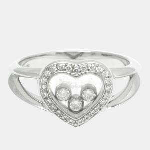 Chopard 18K White Gold and Diamond Happy Diamonds Icons Heart Ring EU 54.5