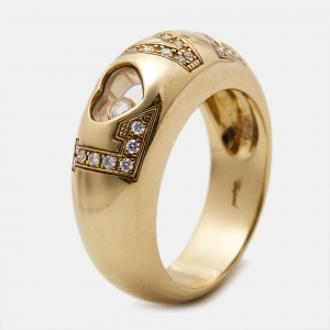 Chopard Happy Diamonds Love Diamond 18K Yellow Gold Ring Size 54