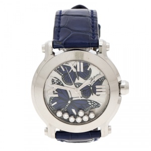 Chopard Blue Mother of Pearl Stainless Steel Happy Sport Diamonds Limited Edition 278475-3013 Women's Wristwatch 34 mm