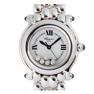 Chopard White Stainless Steel Happy Sport Diamond 27 8250-23 Women's Wristwatch 26MM