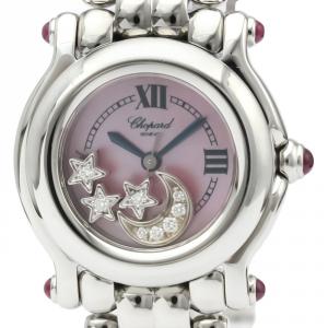 Chopard Pink MOP Stainless Steel Diamond Happy Sport 27/8250-21 Women's Wristwatch 26MM