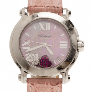 Chopard Pink Stainless Steel Happy Sport Women’s Wristwatch 38MM
