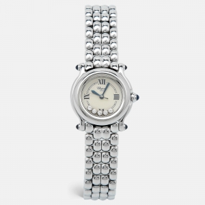 Chopard White Diamond Stainless Steel Happy Sport 27/8250-23 Women's Wristwatch 26 mm