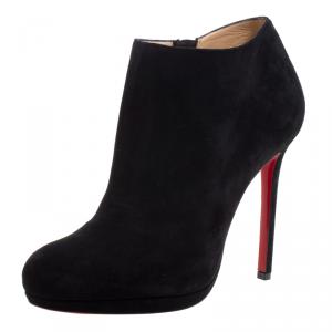 Pre Owned Christian Louboutin Black Suede Bella Ankle Boots Size 40