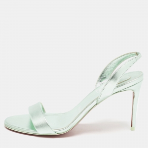 Christian Louboutin Metallic Green Leather O Marylin Sandals Size 38.5