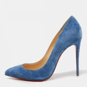 مملوكة مسبقًا Christian Louboutin Blue Suede Pigalle Follies Pumps Size 37.5