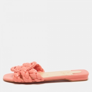 Christian Louboutin Pink Leather Marmella Flat Slides Size 38