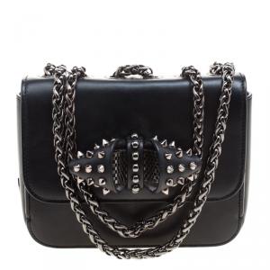 Christian Louboutin Black Leather Sweet Charity Loubi Bow Shoulder Bag