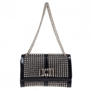 Christian Louboutin Black Sweet Charity Studded Leather Shoulder Bag