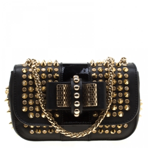 Christian Louboutin Black Leather Mini Spiked Sweet Charity Shoulder Bag
