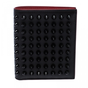 Christian Louboutin Black/Red Leather Clipsos Studded Bifold Wallet