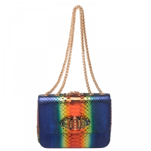 Christian Louboutin Multicolor Python Sweet Charity Loubi Bow Shoulder Bag