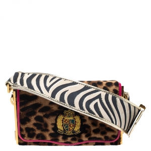 Christian Louboutin Leopard Pony Hair and Leather Small Carrie Ecusson Crossbody Bag