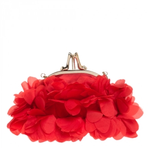 Christian Louboutin Red Satin Mount Street Chain Clutch
