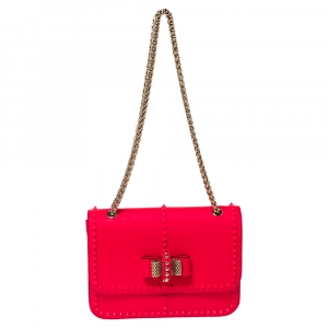 Christian Louboutin Neon Pink Leather Sweet Charity Shoulder Bag