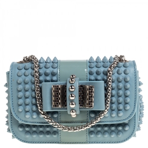 Christian Louboutin Blue Leather Mini Spiked Sweet Charity Crossbody Bag