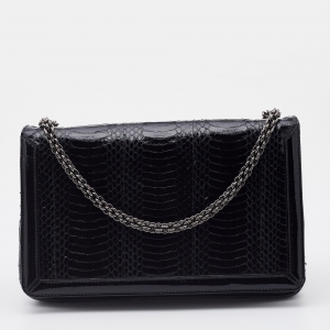 Christian Louboutin Black Water Snake Leather Artemis Chain Shoulder Bag