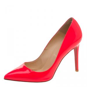 Pre Owned Christian Louboutin Neon Pink Leather Pigalle Pointed Toe  Pumps Size 40