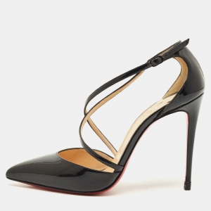 مملوكة مسبقًا Christian Louboutin Cross Blake Size 38 Black Patent Leather D'orsay Pumps