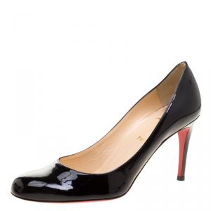 Pre Owned Christian Louboutin Black Patent Leather Fifi Pumps Size 39