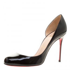 مملوكة مسبقًا Christian Louboutin Black Patent Leather Helmour D'orsay Pumps Size 38