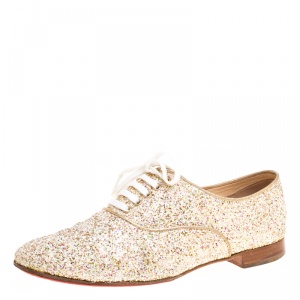 Christian Louboutin Multicolor Glitter Fred Lace Up Oxfords Size 37.5 