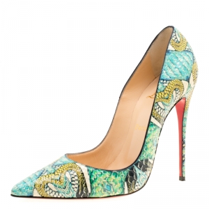 مملوكة مسبقًا  حذاء كريستيان لوبوتان طباعة فنية سو كيت جلد ثعبان مقاس 37.5