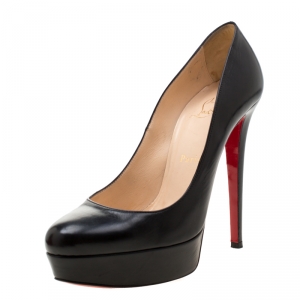 مملوكة مسبقًا Christian Louboutin Black Leather Bianca Platform Pumps 38.5