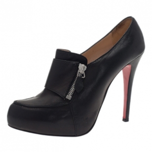 مملوكة مسبقًا حذاء بوت كريستيان لوبوتان لوبانو لوفر جلد أسود للكاحل مقاس 39