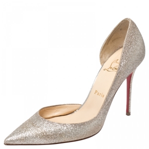 Pre Owned Christian Louboutin Glitter Iriza D'Orsay Pointed Toe Pumps Size 38