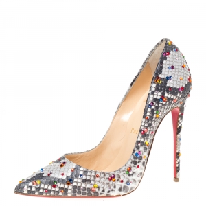 مملوكة مسبقًا Christian Louboutin Grey Python So Kate Claire De Lune Pumps Size 37
