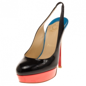 Pre Owned Christian Louboutin Tricolore Bianca Platform Slingback Sandals Size 36