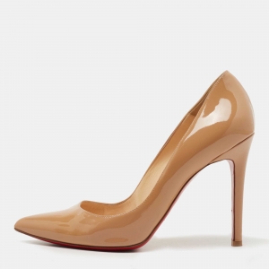 Christian Louboutin Beige Patent Leather Pigalle Pumps Size 38