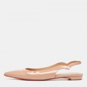 Christian Louboutin Pink Patent Leather Hot Chickita Slingback Flats Size 39.5