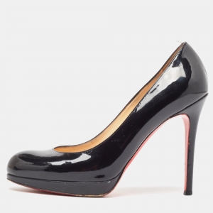 Christian Louboutin Black Patent Leather New Simple Pumps Size 37.5