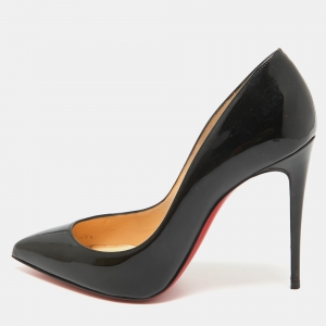 Pre Owned Christian Louboutin Black Patent Leather Pigalle Follies Pumps Size 37.5
