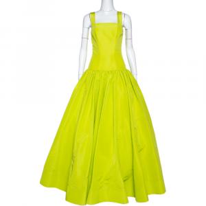 Christian Siriano Lime Silk Drop-Waist Gown S