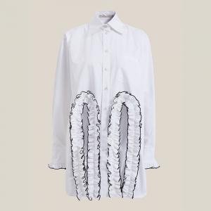 Christopher Kane White Front Cutout Long Sleeve Cotton Shirt IT 50