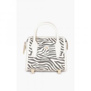 Class by Roberto Cavalli White Leather/PVC Audrey Cut-Out Bowling Bag