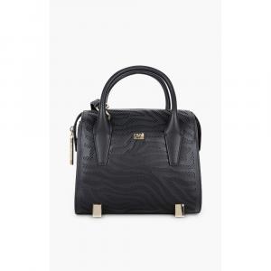 Class by Roberto Cavalli Black Leather/PVC Audrey Cut-Out Bowling Bag