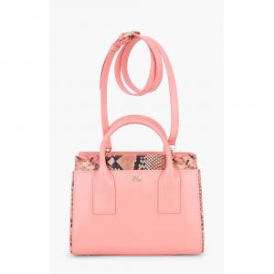 Class by Roberto Cavalli Pink Leather/PVC Lucille Snake Skin Small Tote Bag