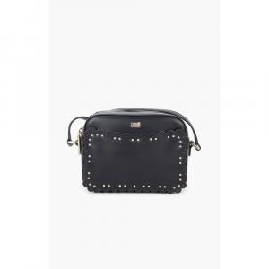 Class by Roberto Cavalli Black Leather/PVC Leolace Crossbody Bag