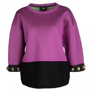 Class By Roberto Cavalli Colorblock Knit Studded Top M