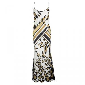 Class By Roberto Cavalli Animal Printed Silk Sleevless Maxi Dress S