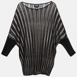 Pre Owned Class Roberto Cavalli Stripe Patterned Jersey Top M