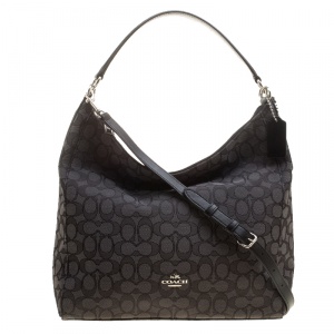 Coach Grey/Black Signature Canvas and Leather Celeste Hobo