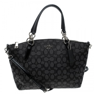Coach Grey/Black Signature Canvas and Leather Kelsey Tote