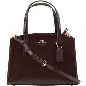 Coach Maroon Patent Crossgrain Leather Charlie Carryall 28 Bag