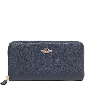 Coach Blue Leather Accordion Zip Around Wallet
