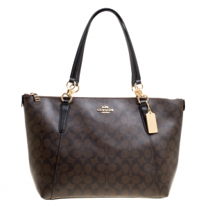 Coach Brown Signature Coated Canvas Ava Tote